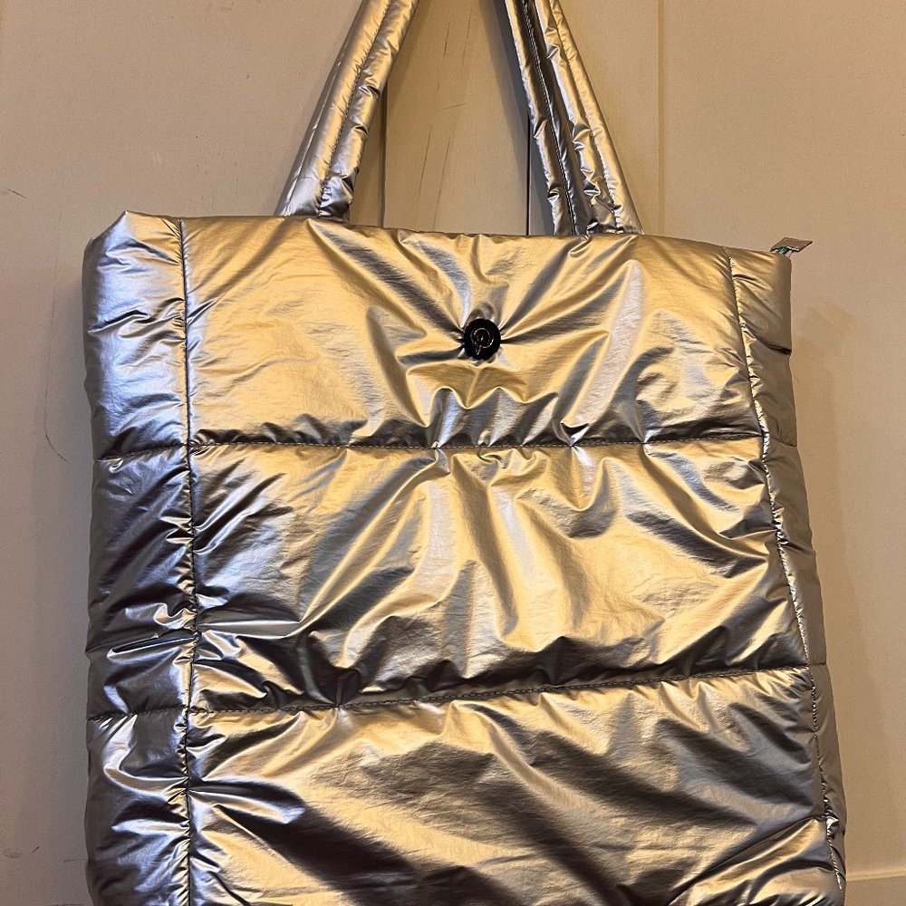 Silver Puffy Tote Bag
